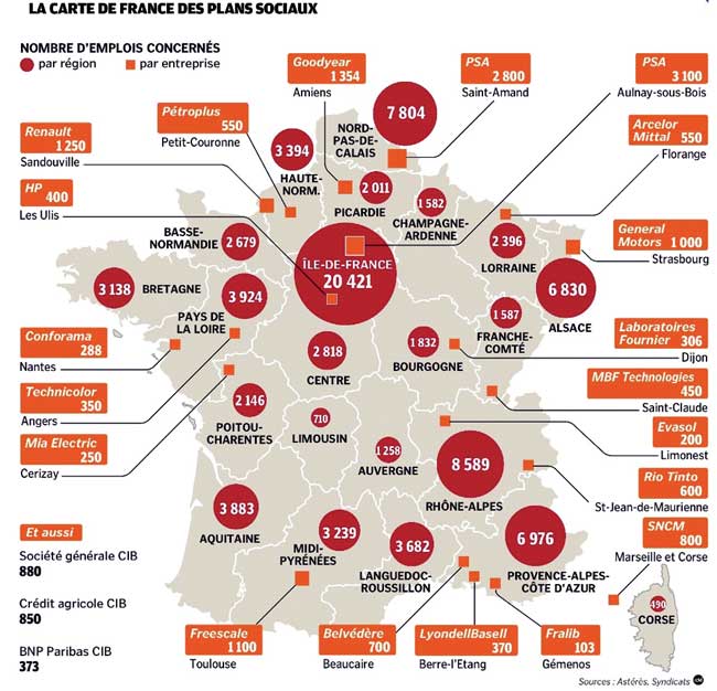 Carte des plans sociaux